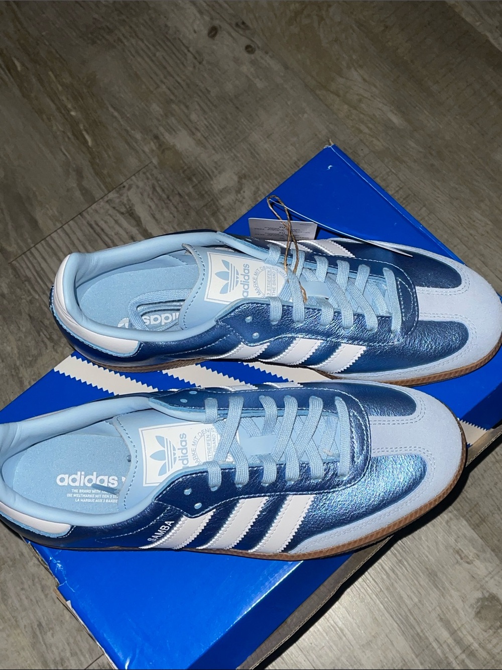 Adidas NWT NEW Samba OG J Metallic Light Blue & White Womens Sneakers size 7 - Picture 5 of 16